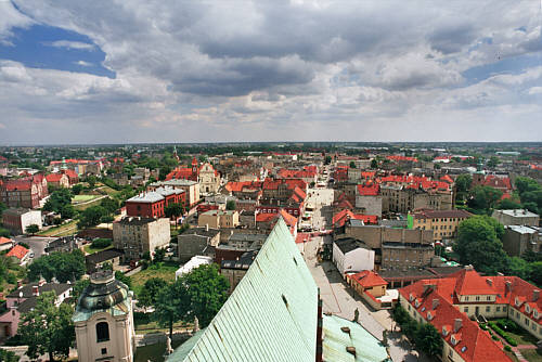 Panorama z wieży katedralnej w Gnieźnie
