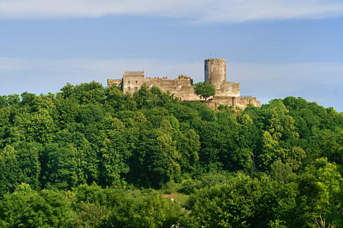 Widok z oddali na XIII-wieczny zamek książęcy