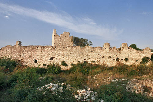 Ruiny zamku z resztkami wieży